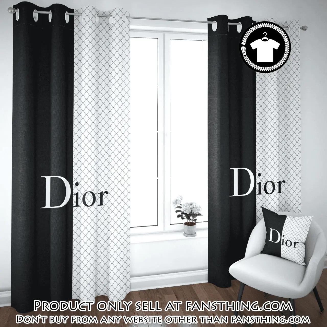Dior black white premium window curtains hot  luxury curtain wc099 fst0036310